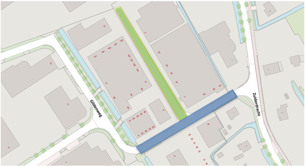 Het gaat om het deel tussen de Zuiderdracht en Gildenweg nummer 6. En om het tussenliggende stuk waar Gildenweg 2 tot en met 10 aangrenzen. 