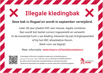 een sticker op een illegale container
